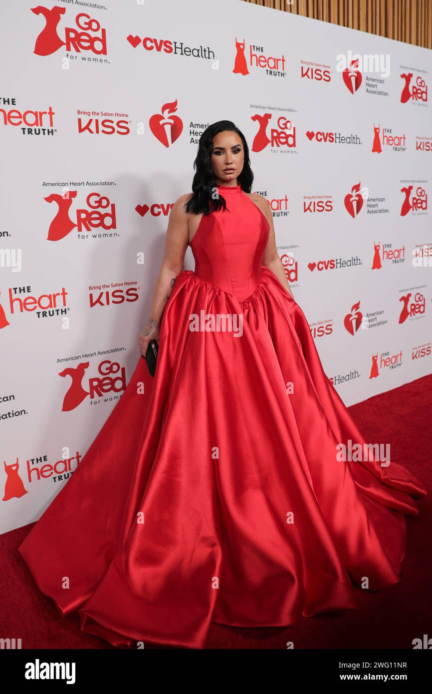 Ny, USA. 31st Jan, 2024. Lincoln Center, New York, USA, January 31, 2024 -  Demi Lovato during The American Heart Associations Go Red for Women Red  Dress Collection Concert 2024 at Jazz