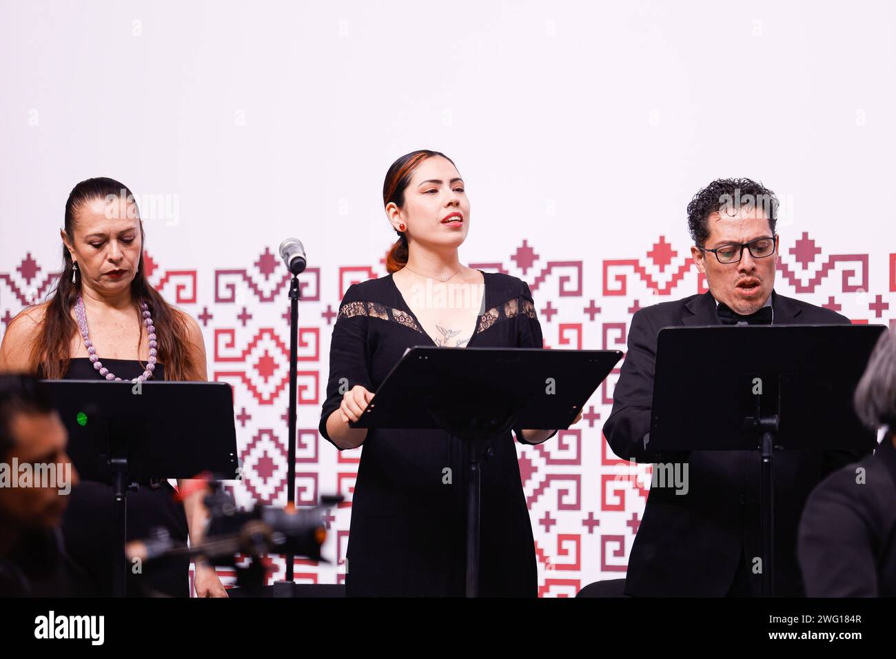 Great Cultural Activities Press Conference February 1, 2024, Mexico City, Mexico: members of the symphonic Orchestra play during a press conference to the announce of Great Cultural Activities for the month of February 2024 at Old Town Hall Palace. Mexico City Mexico Copyright: xAlejandroxMedinaxGuzmanxxEyepixx Stock Photo