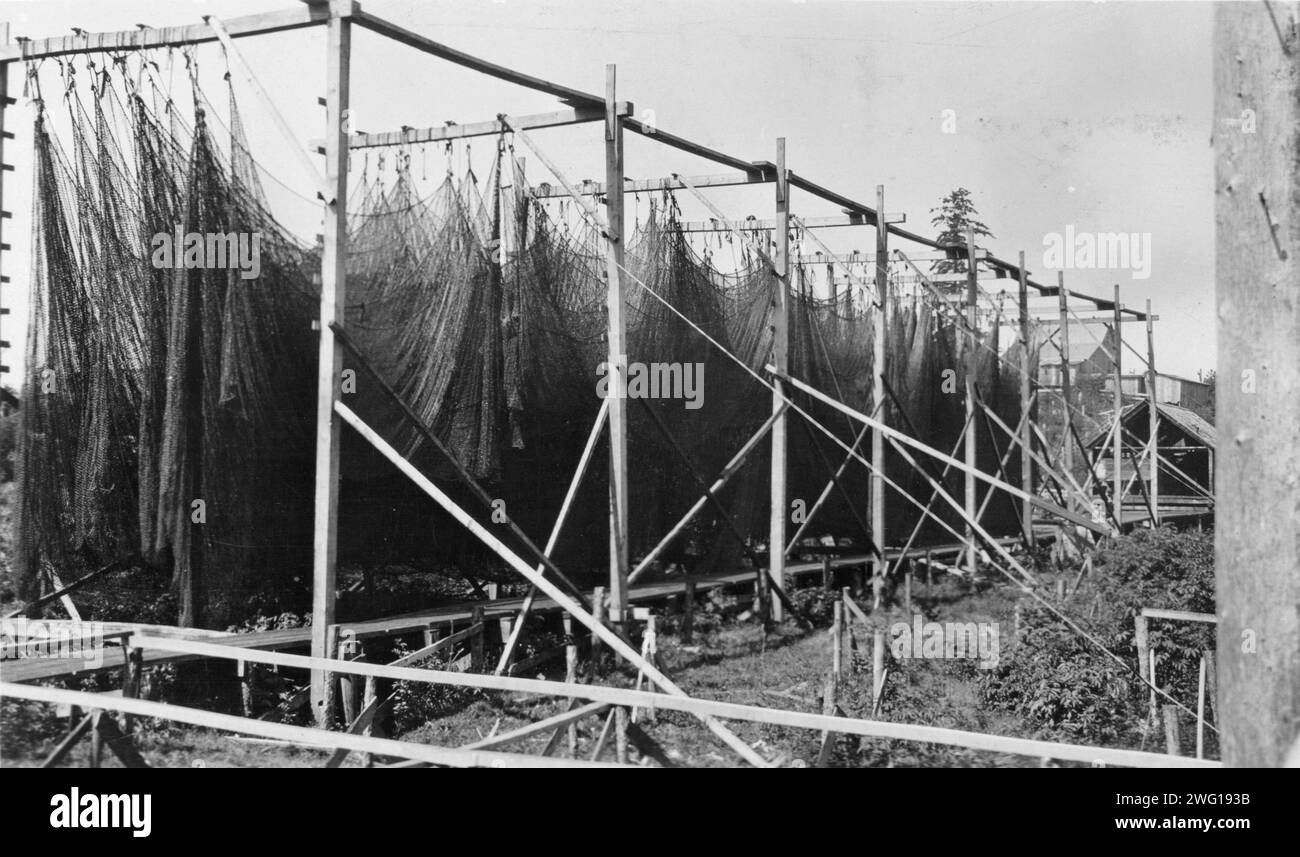 Drying nets, between c1900 and c1930. Stock Photo