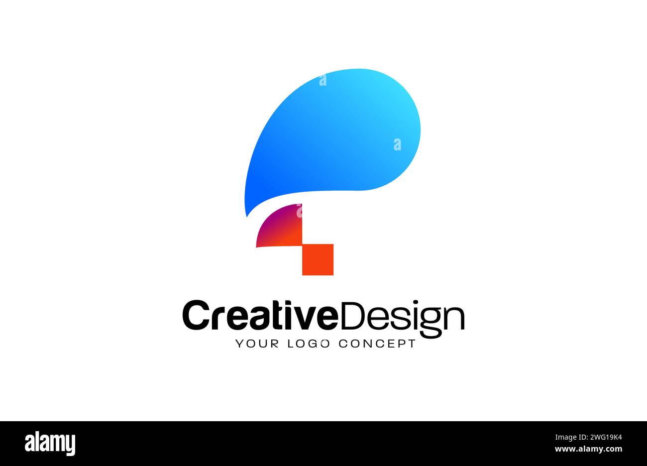 Pixel Concept P letter logo design with red and blue colors and modern ...