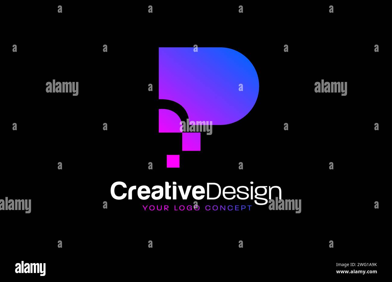 Pixel Concept P letter logo design with red and blue colors and modern ...