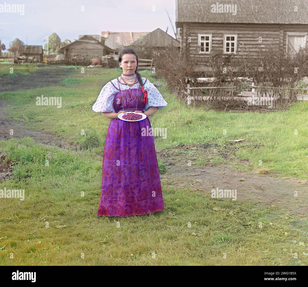 Girl with strawberries [Russian Empire], 1909. Young Russian peasant ...