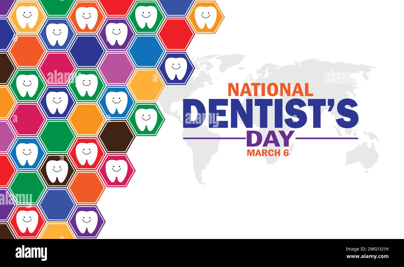 National Dentist's Day Vector illustration. March 06. Holiday concept. Template for background, banner, card, poster with text inscription. Stock Vector