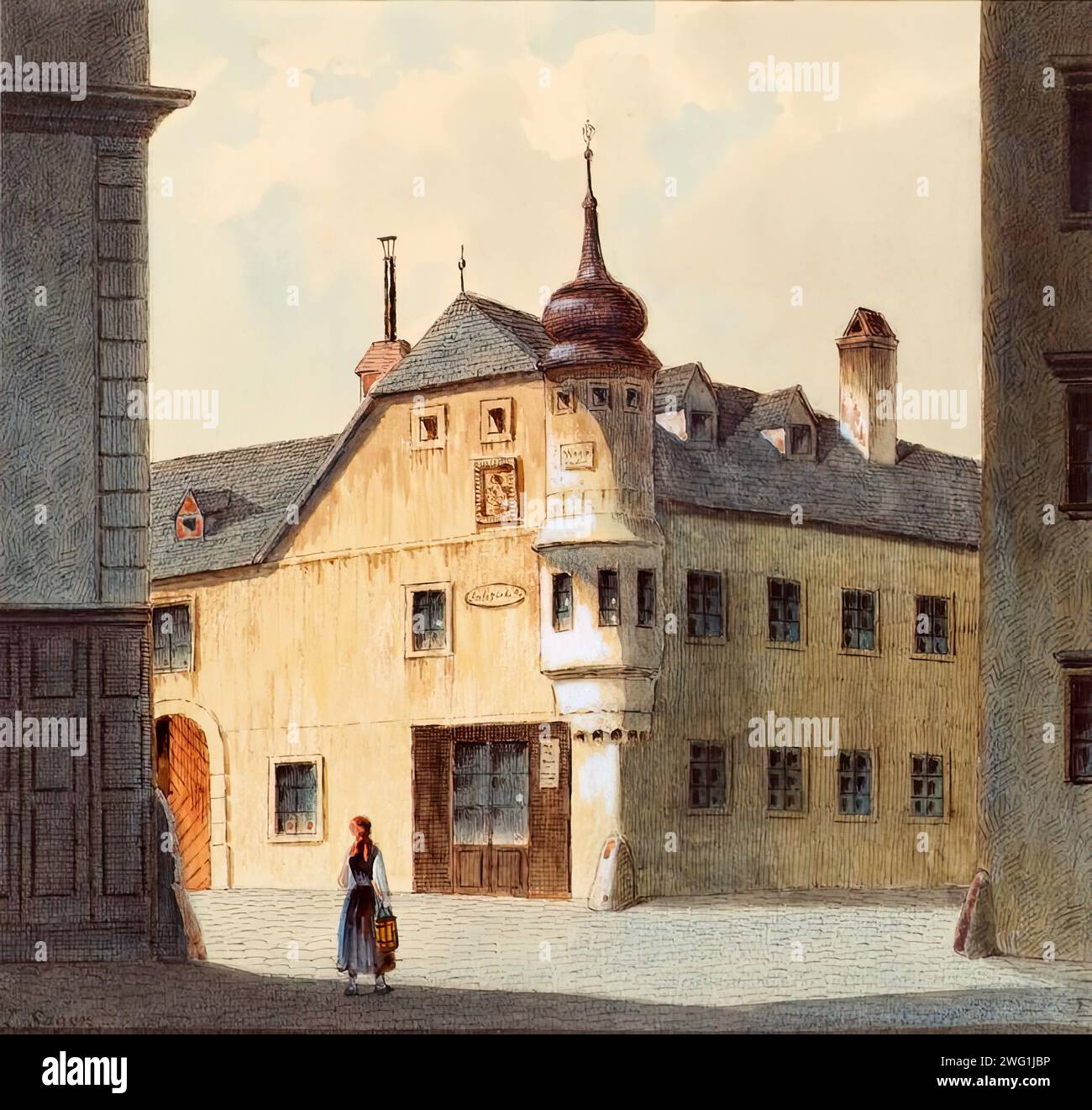 The old house at the new building in Vienna, undated Stock Photo - Alamy