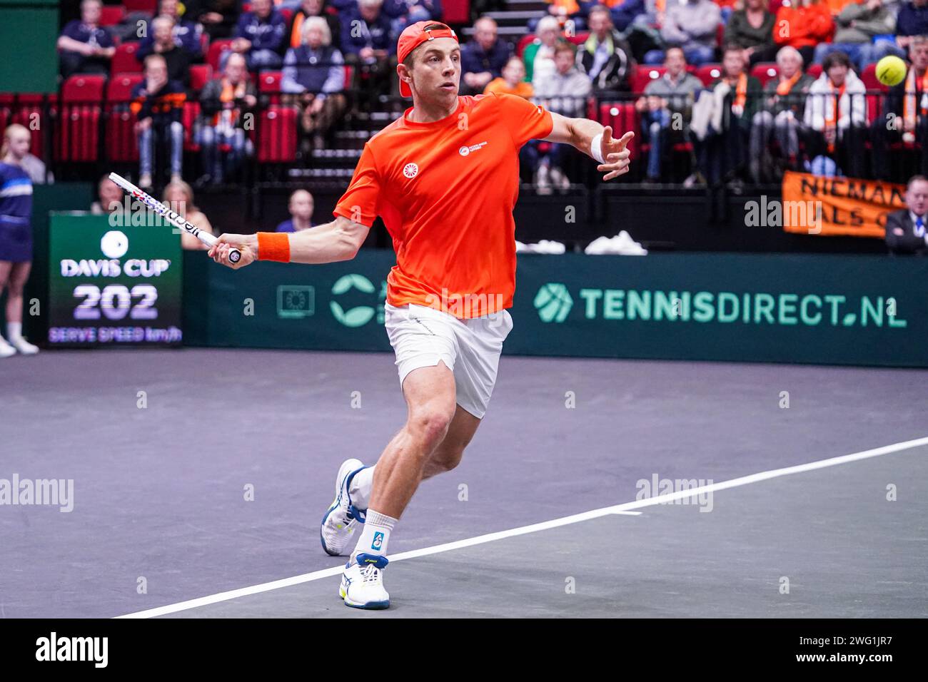 GRONINGEN, NETHERLANDS FEBRUARY 2 Tallon Griekspoor of The Netherlands hits the ball during