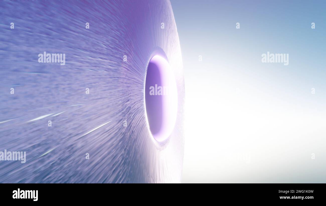 A digital rendering of an abstract lens, where fluid lines and ...