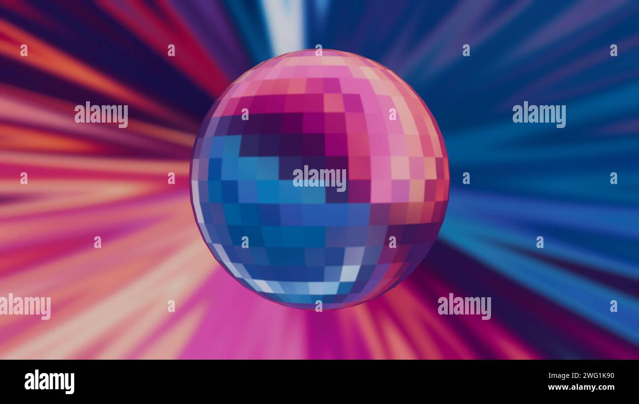 3D disco ball loop animation on a black background, featuring dazzling