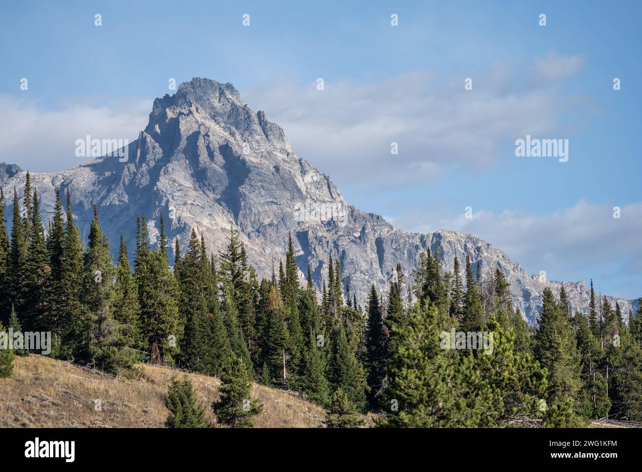 Beautiful landscape view of the Teton Mountain Range in Grand Teton National Park, Wyoming Stock Photo