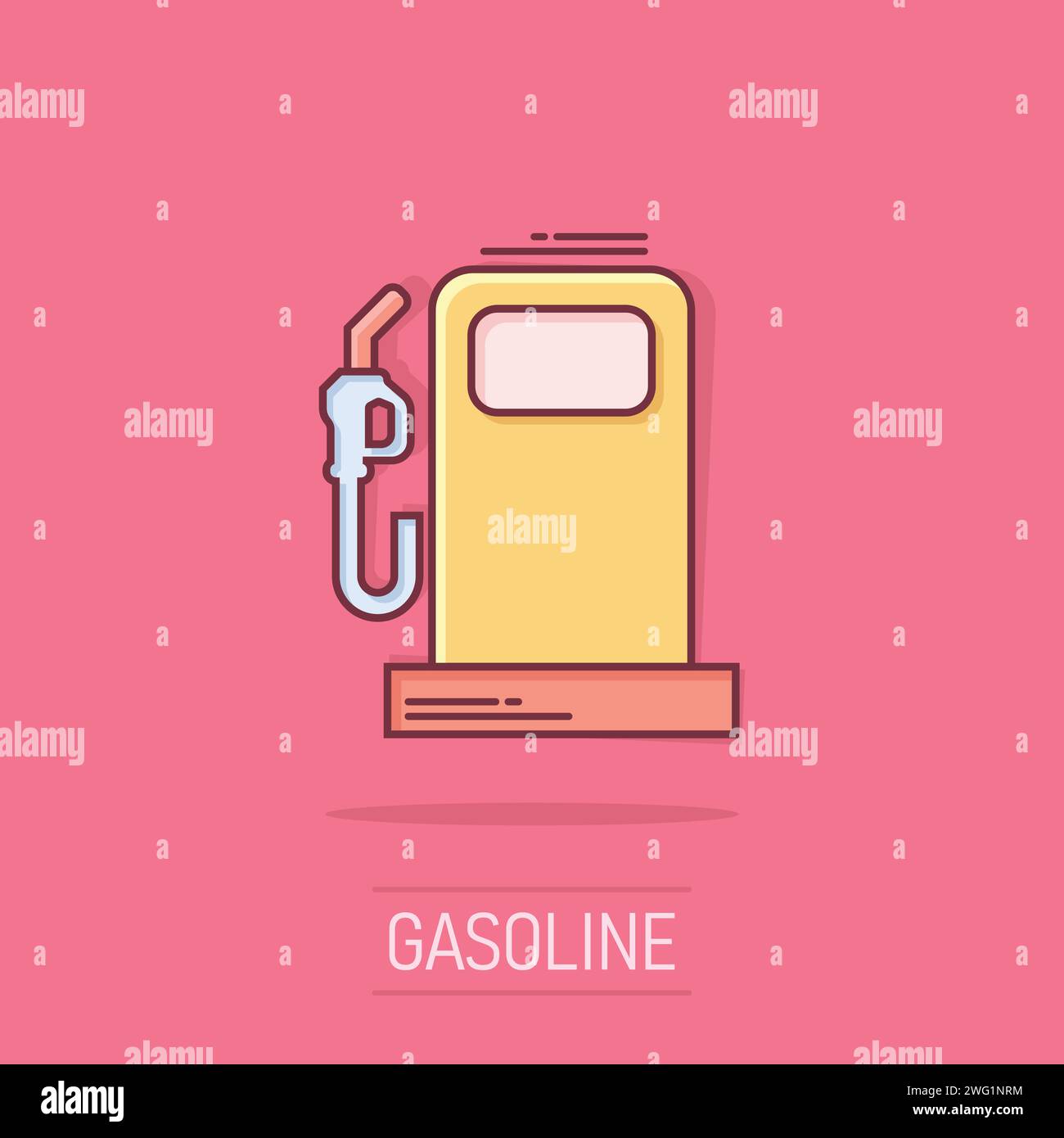 Fuel pump icon in comic style. Gas station cartoon sign vector illustration on white isolated background. Petrol splash effect business concept. Stock Vector