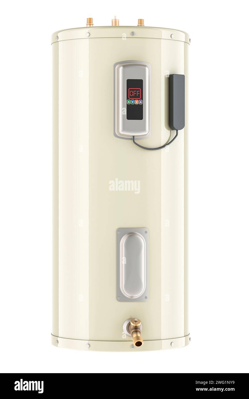 Electric water heater or boiler, 3D rendering isolated on white
