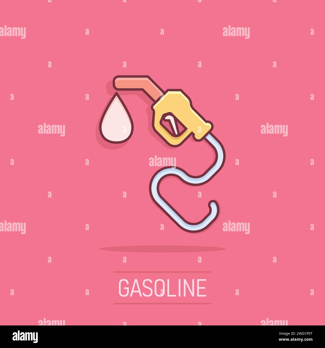 Fuel pump icon in comic style. Gas station cartoon sign vector illustration on white isolated background. Petrol splash effect business concept. Stock Vector