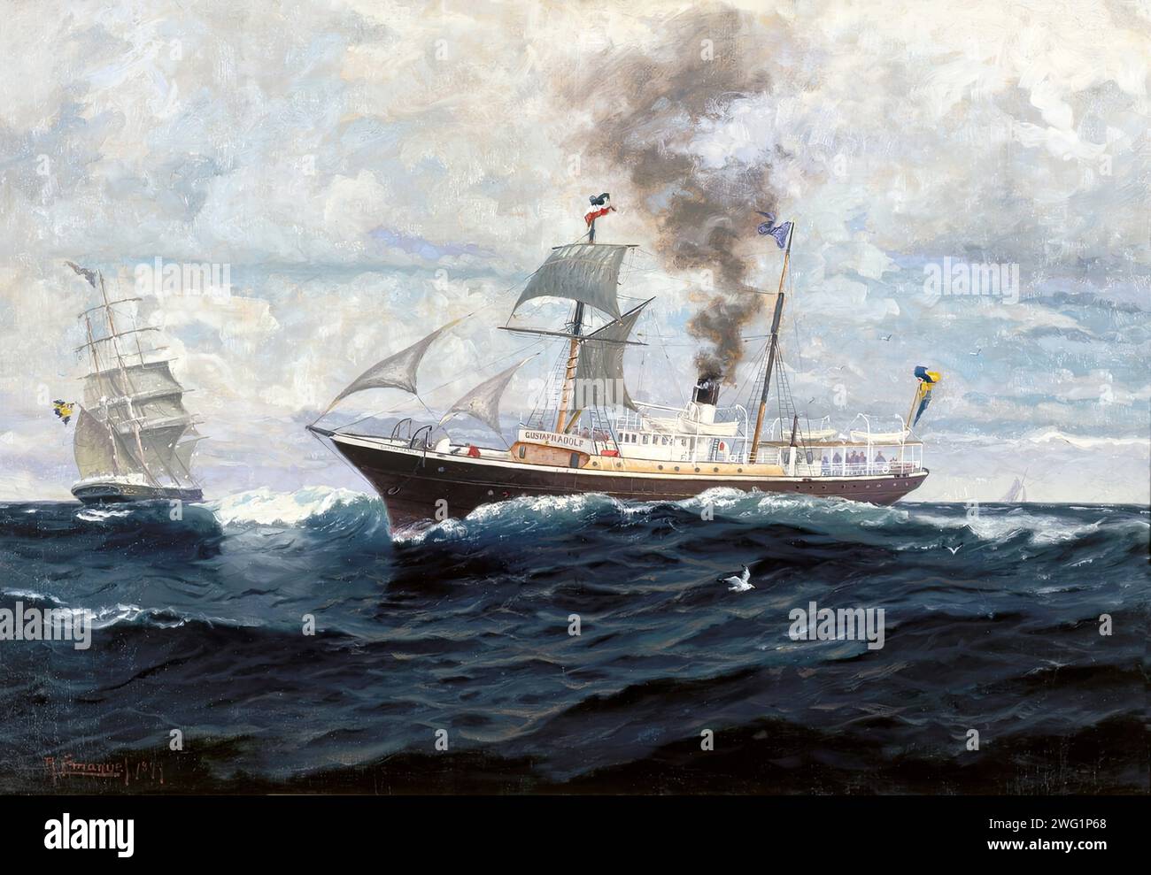 The steamship Gustaf II Adolf, 1899 Stock Photo - Alamy