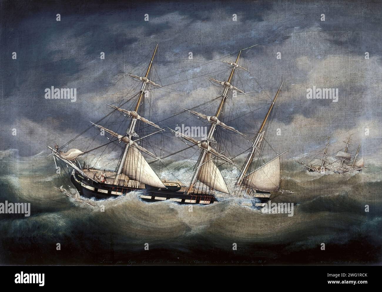 Barque Louise, 1852. The sailing ship &amp;quot;Louise&amp;quot; from Gavle.The ship goes ...
