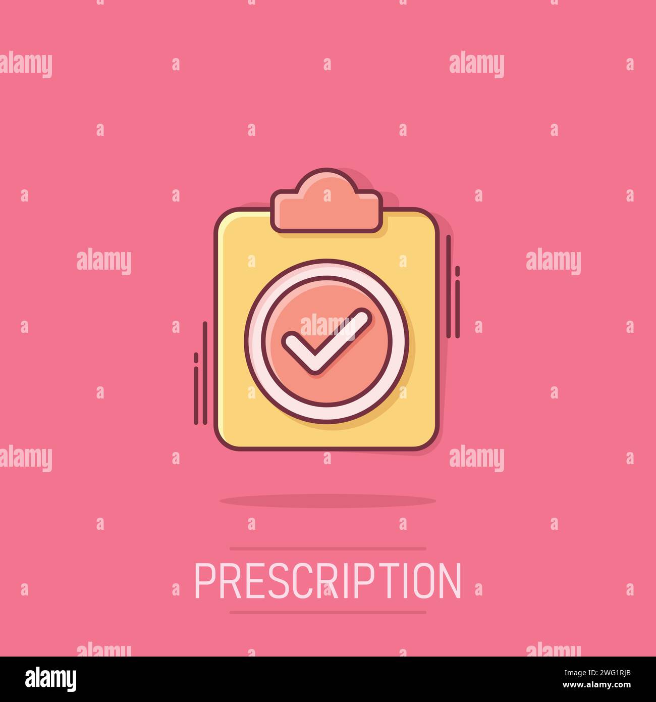 Document checkbox icon in comic style. Test cartoon vector illustration ...