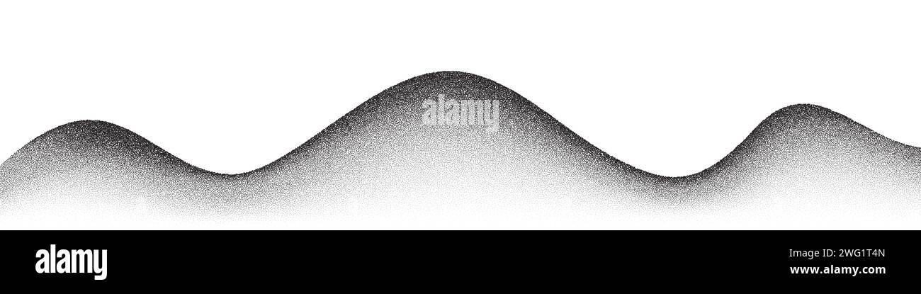Dotwork mountain pattern background. Black noise stipple dots. Dotted vector Stock Vector