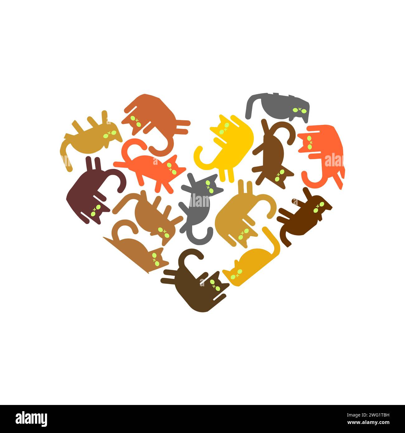 Heart made of cats. Love for cats. Meeting cat lovers. Pets in the