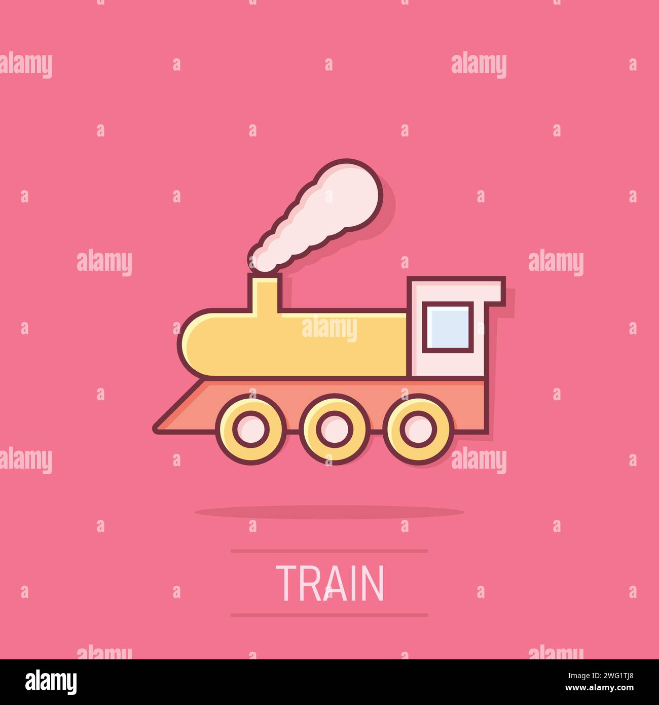 Metro icon in comic style. Train subway cartoon vector illustration on ...