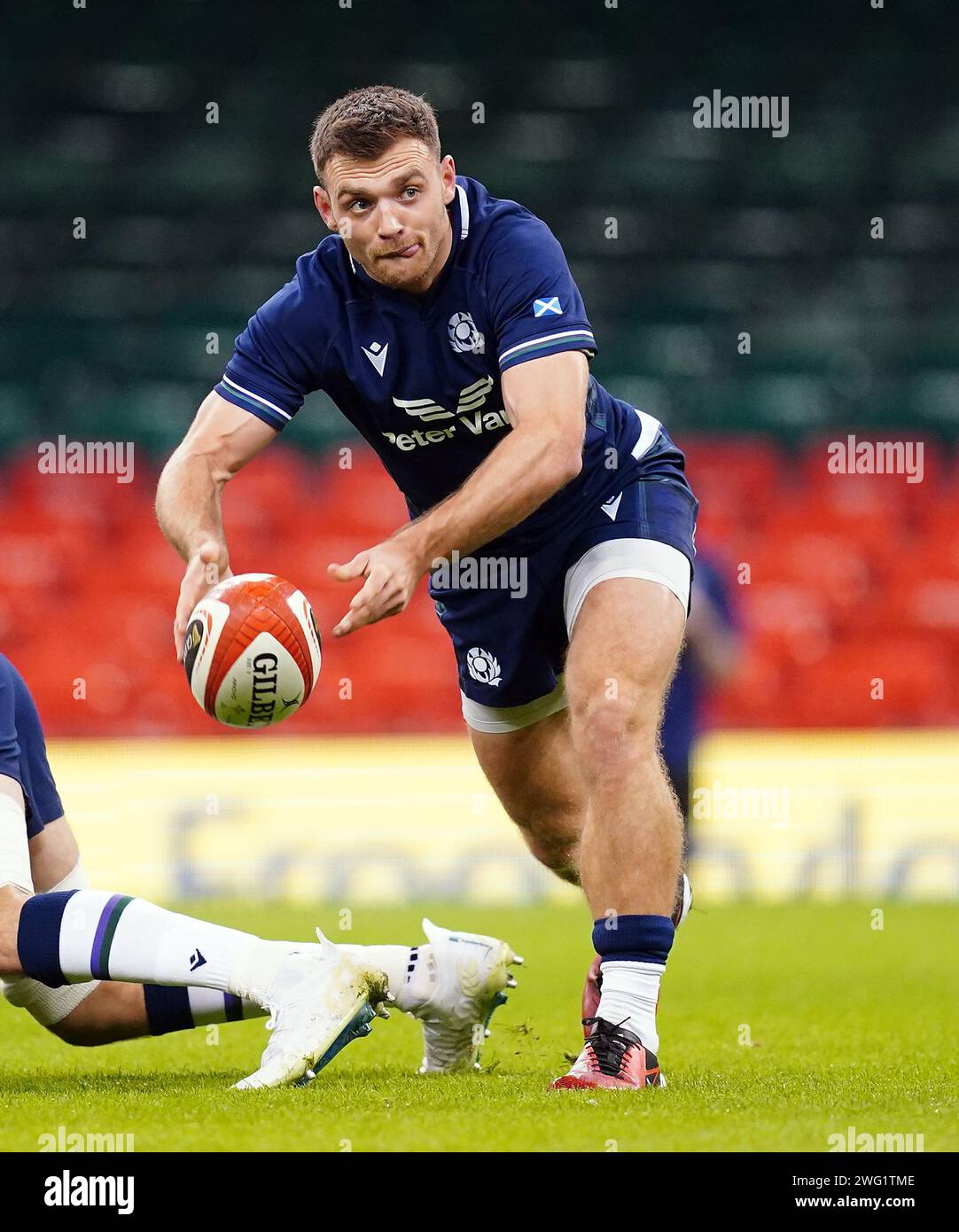 Scotland's Ben White during a team run at the Principality Stadium ...