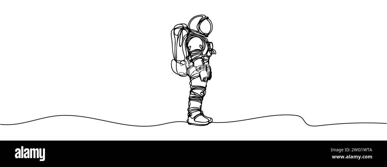 One continuous line drawing of a scientist astronaut. Astronaut space ...