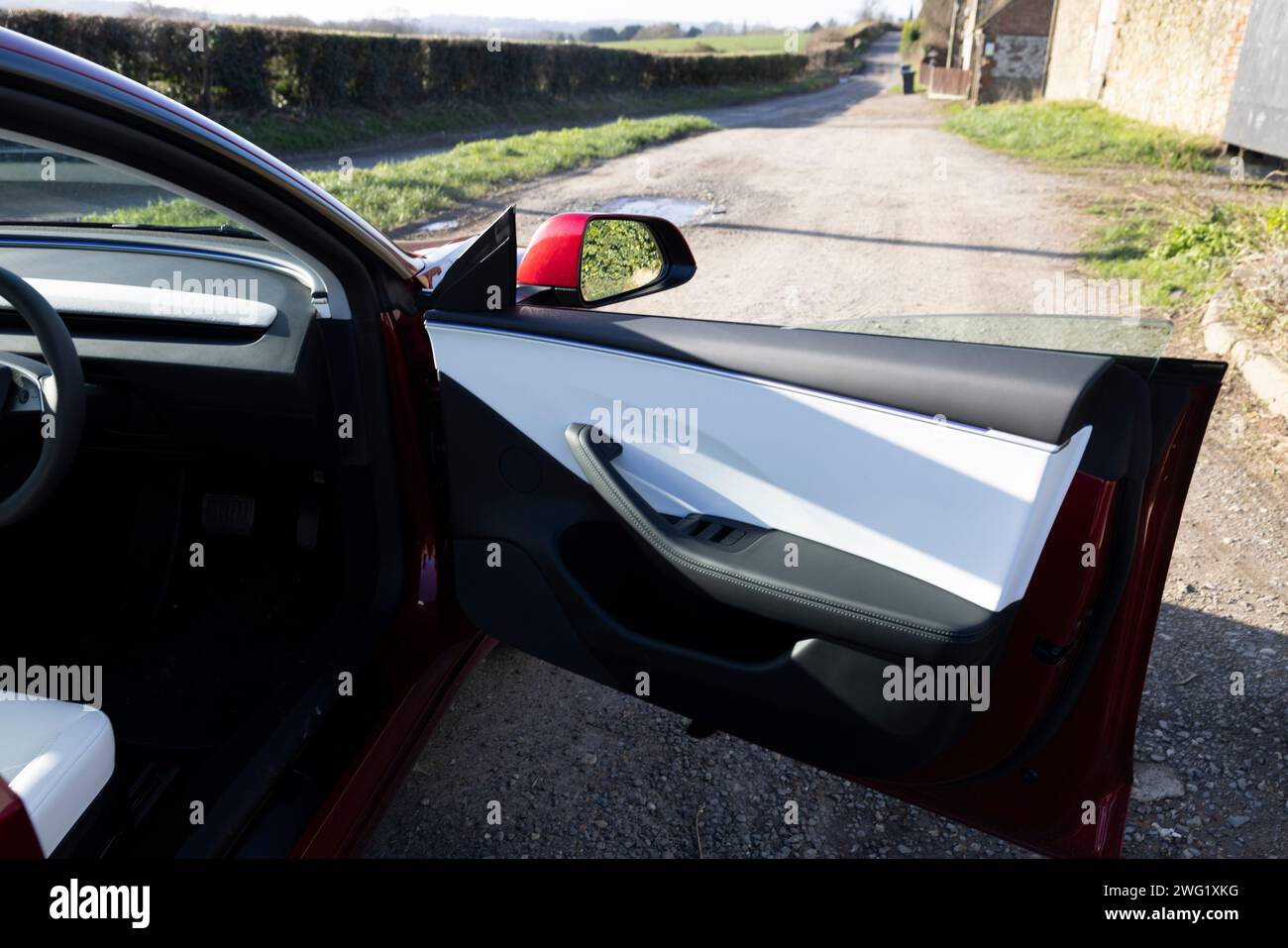 Tesla Model 3 electric vehicle being test driven in England, United ...