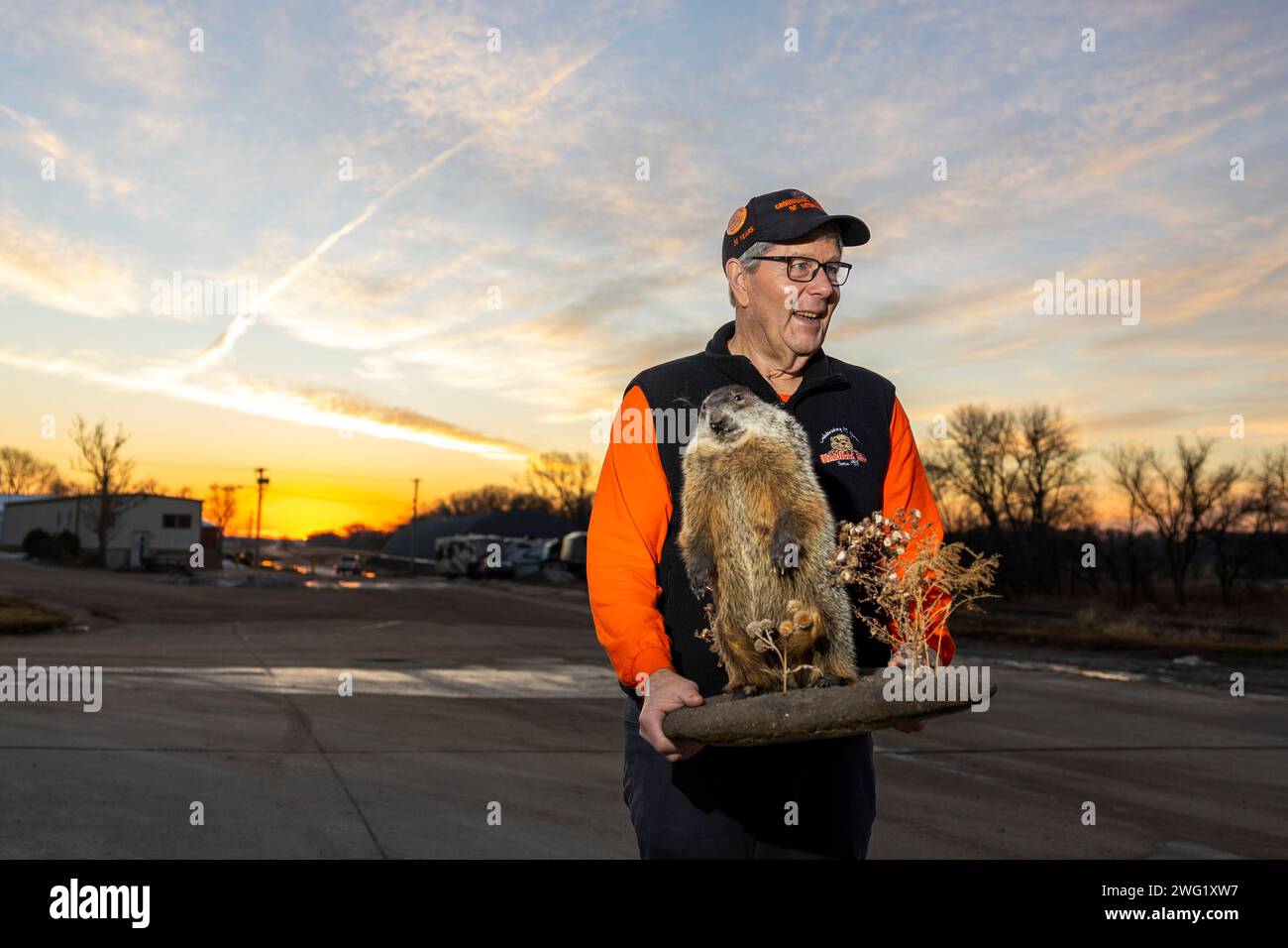 Bob Brandt carries Unadilla Billie, the town's newest taxidermied