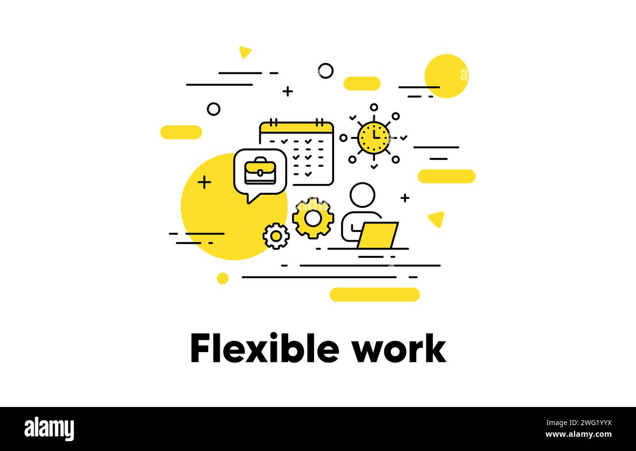 Flexible job line icon. Hire employee concept illustration. Job recruitment. Work schedule timetable. Vector Stock Vector