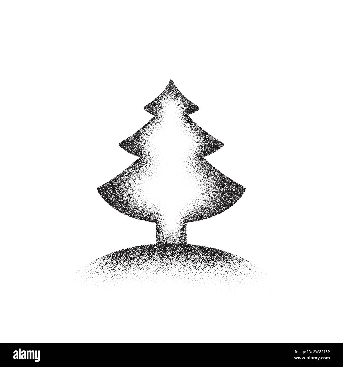 Dotwork christmas tree pattern background. Black noise stipple dots ...