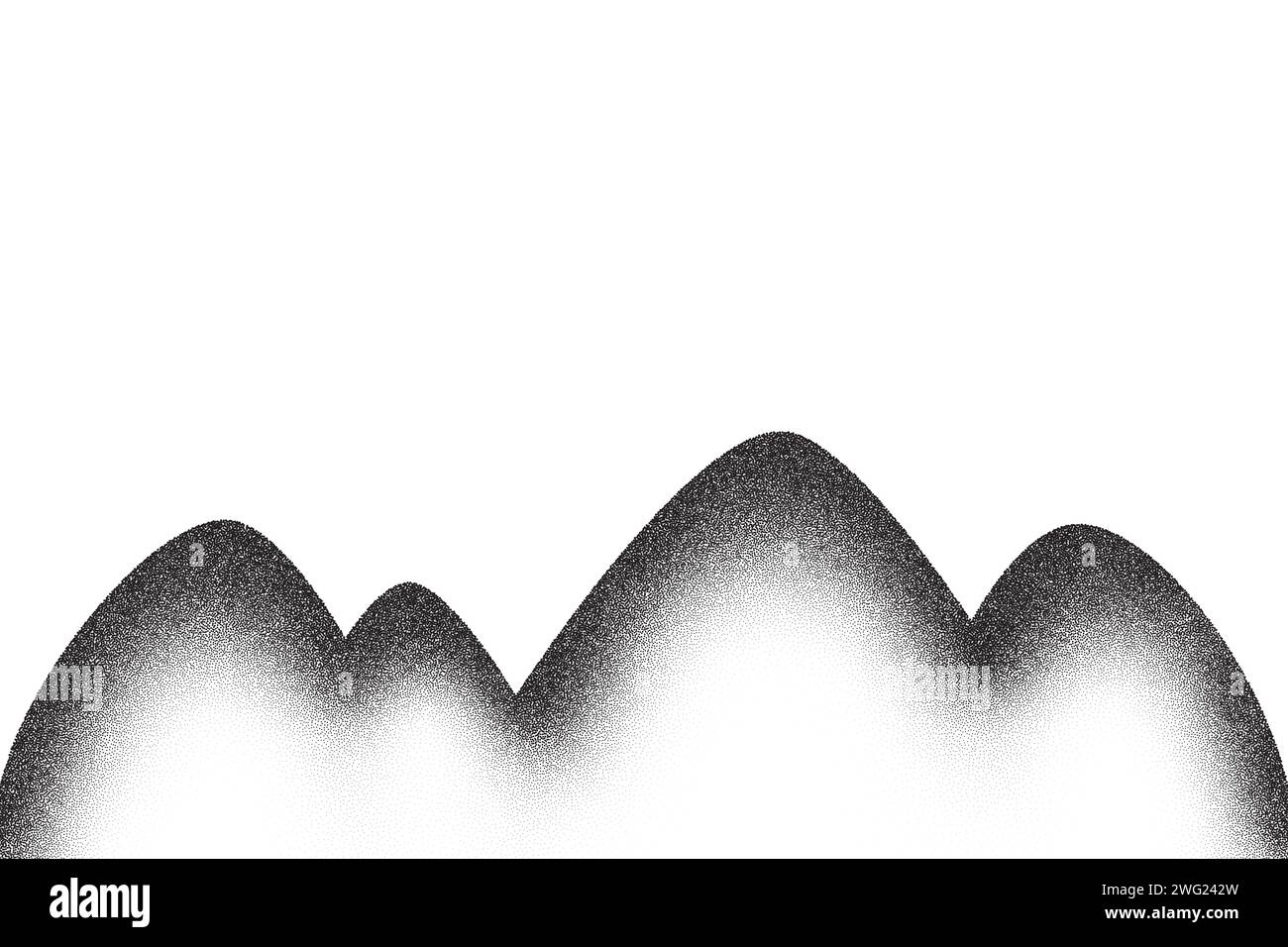 Dotwork mountain pattern background. Black noise stipple dots. Dotted vector Stock Vector