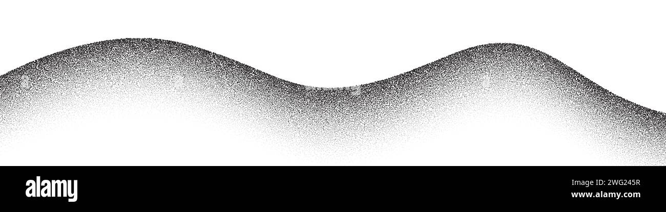 Dotwork mountain pattern background. Black noise stipple dots. Dotted vector Stock Vector