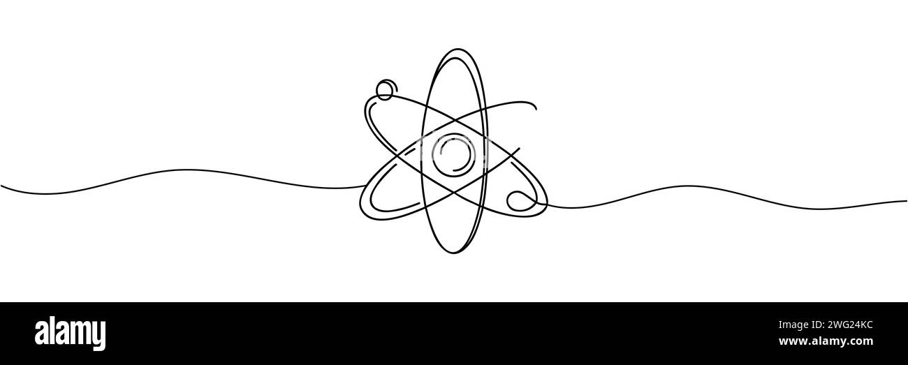 Atom molecule one continuous line design. Decorative elements drawn on a white background Stock Vector