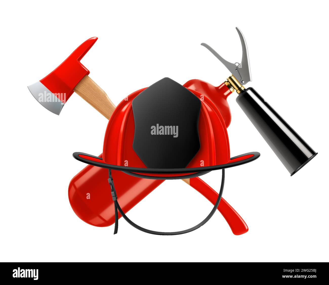 Firefighter helmet or and crossed axes with a fire extinguisher