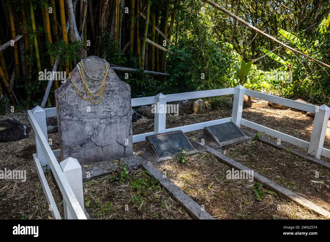 The grave of John Adams one of the mutineers Pitcairn Island, South Pacific Stock Photo