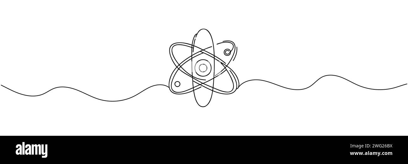 Atom molecule one continuous line design. Decorative elements drawn on a white background Stock Vector