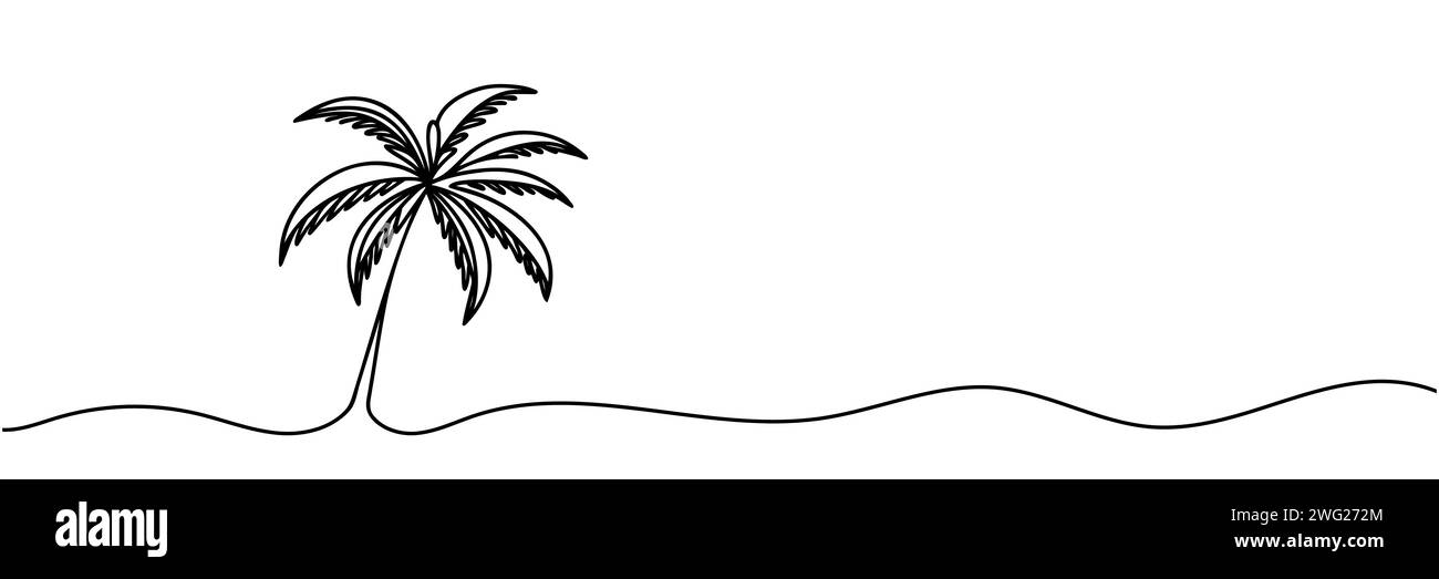 One Line Drawing Palm Tree. Beauty One Line Drawing Palm Tree, Coconut Palm  Trees in Sketch Art Style, Continuous Line Draw, Tropical Vector  Illustration - Stock Image - Everypixel