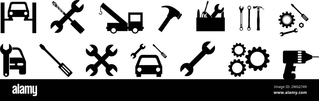 Tools and Service icons set. Wrench, screwdriver and gear icon ...
