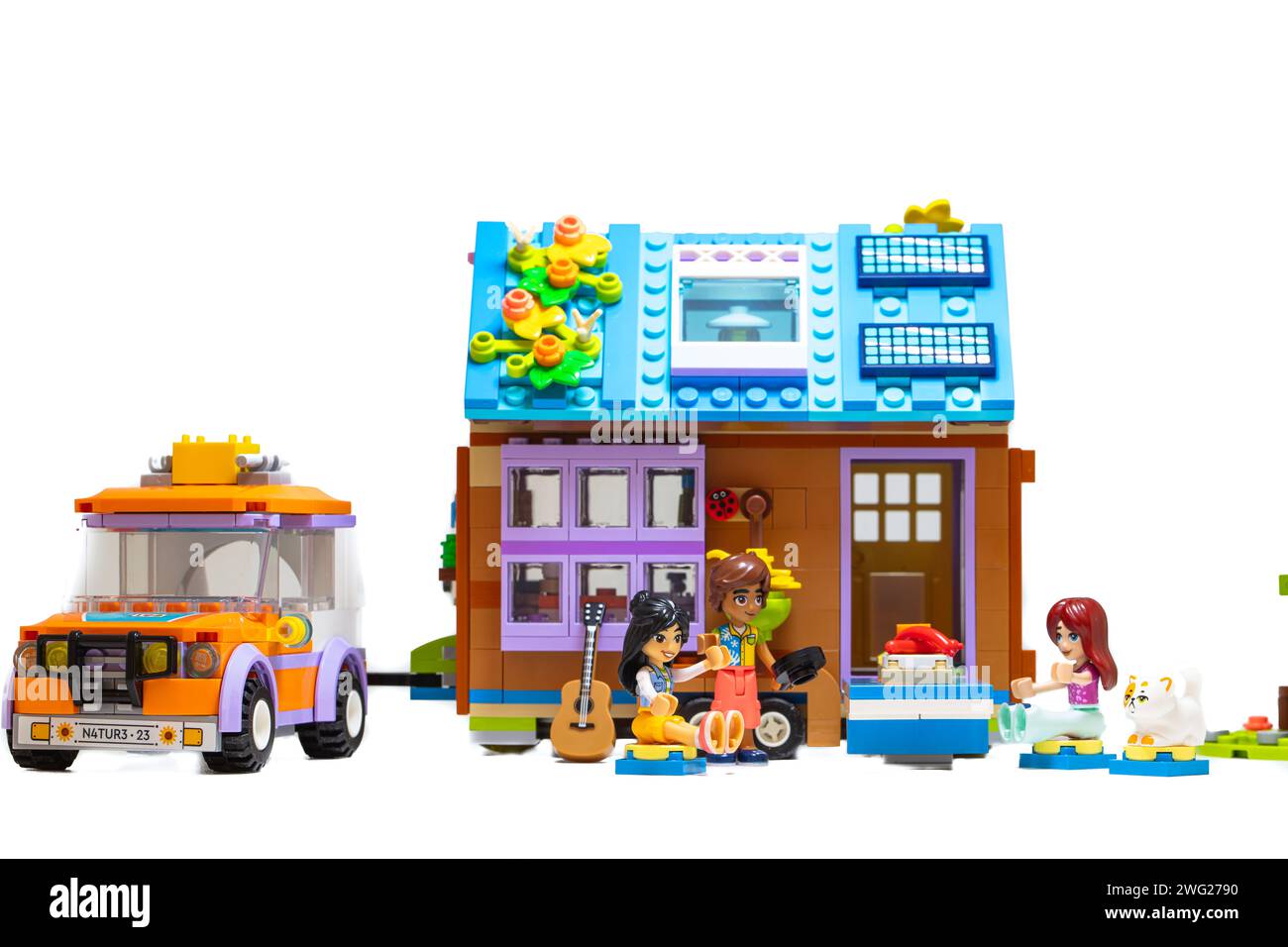 Billund, Denmark - February 1, 2024: Lego Friends Mobile Tiny House Stock Photo