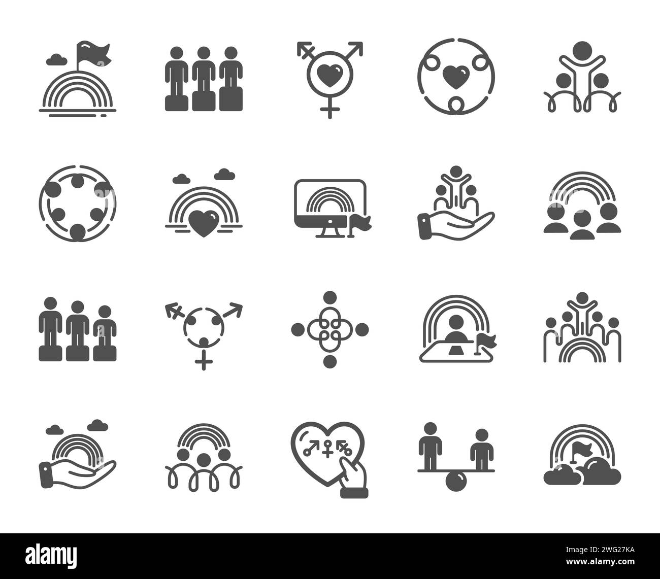 Equality, Equity and Diversity icons. LGBT rights, Equal opportunities and respective needs icons. Vector Stock Vector
