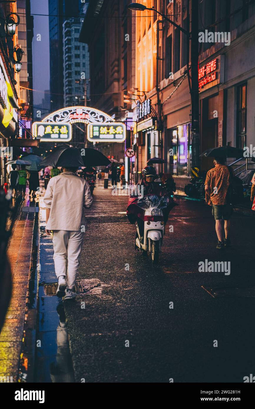 Shanghai streets at night Stock Photo Alamy