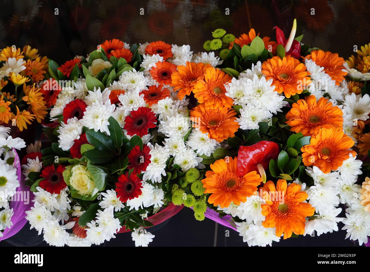 Colorful bouquets of fresh flowers for sale Stock Photo Alamy