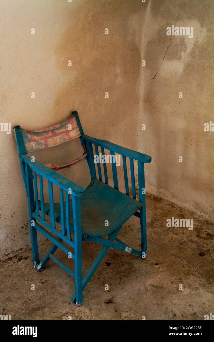 Blue collapsible chair Stock Photo