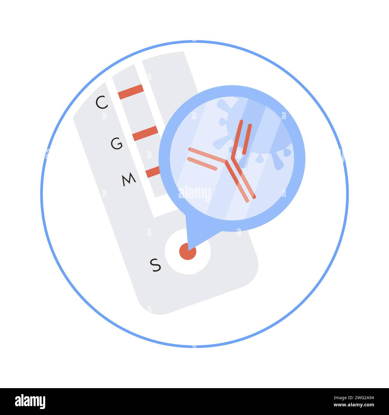 Covid-19 Rapid test with Antibody symbol. Round emblem of Coronavirus ...