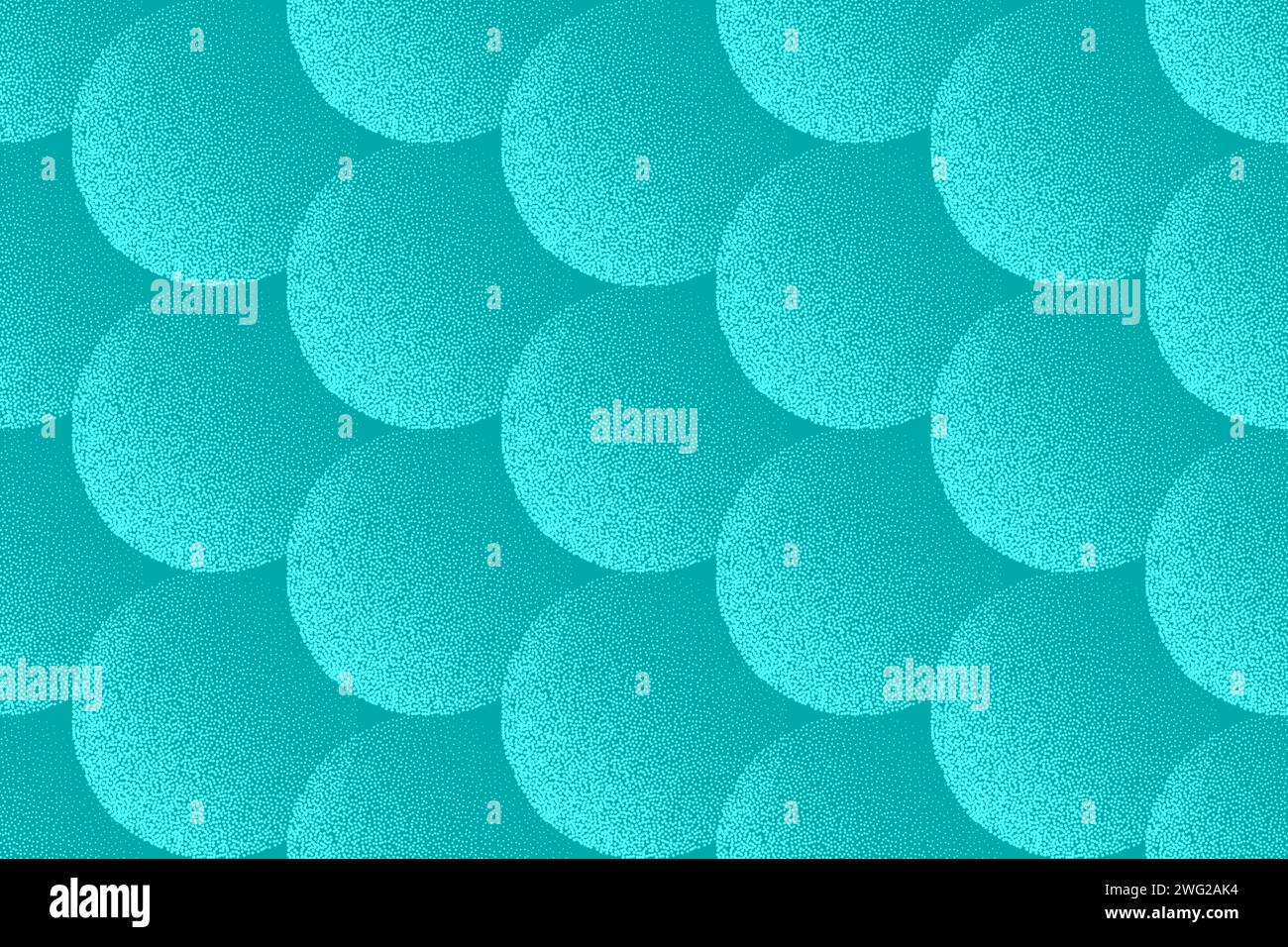 Dotwork spheres seamless pattern. Noise stipple dots texture. Dotted vector background Stock Vector