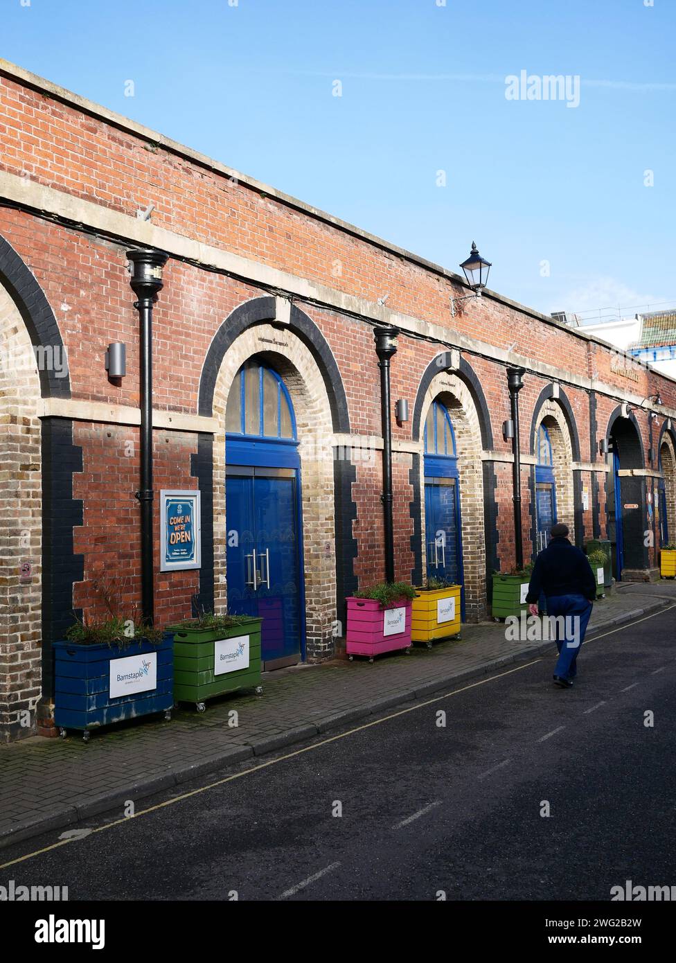 Exterior Barnstaple Pannier Market, Butchers Row, Barnstaple, Devon UK Stock Photo