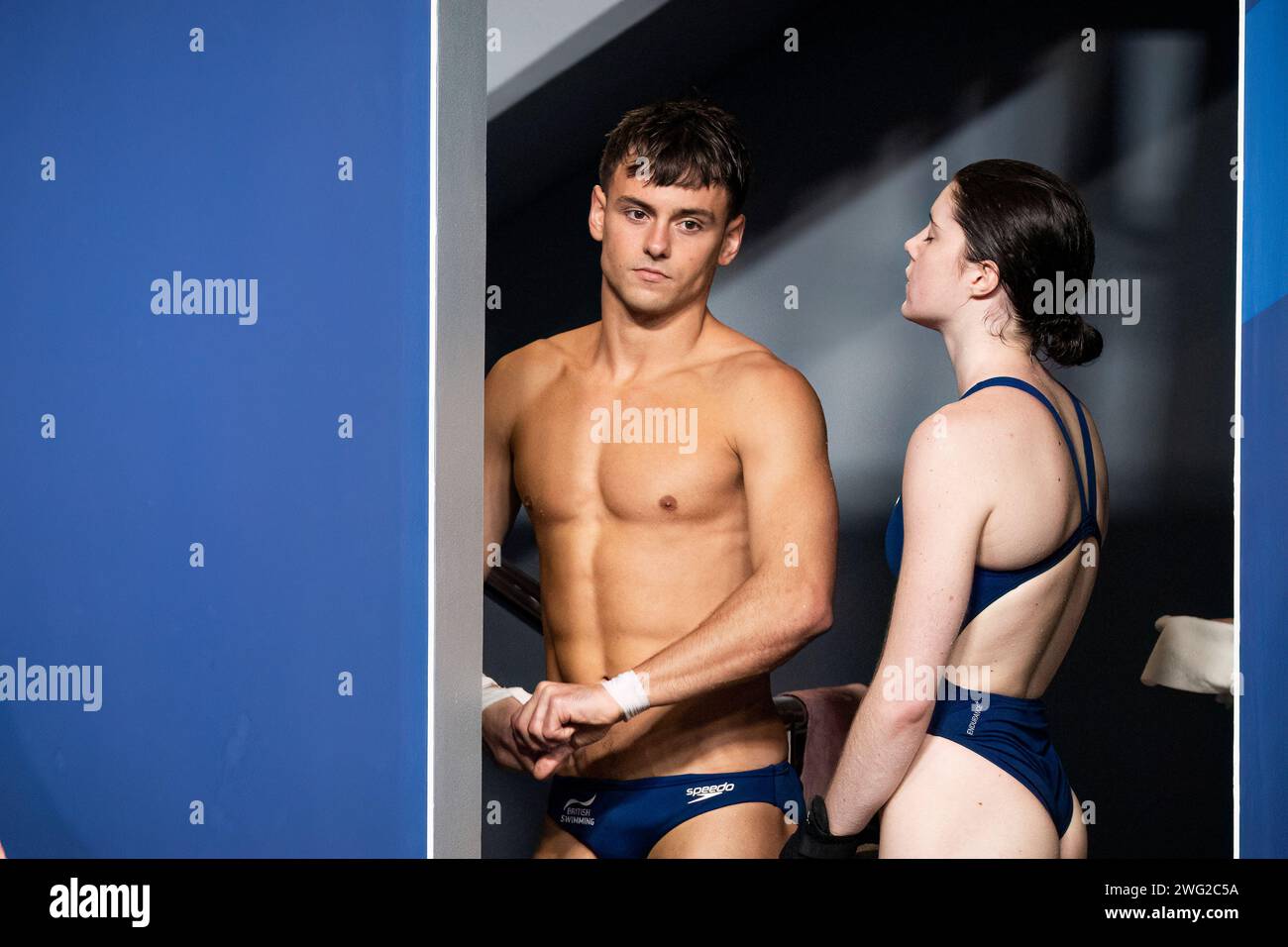Tom Daley and Andrea Spendolini Sirieix of Great Britain compete in the