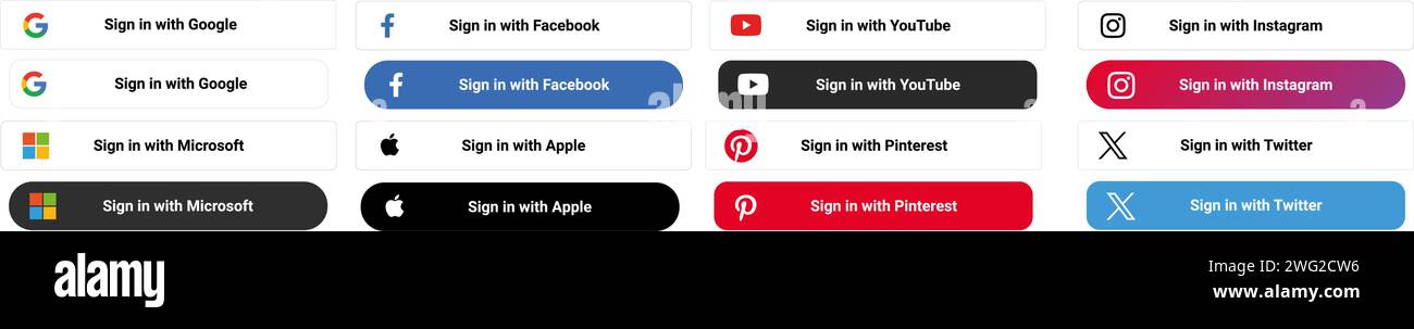 Set of buttons with realistic shadows Sign with Google, Sign with ...