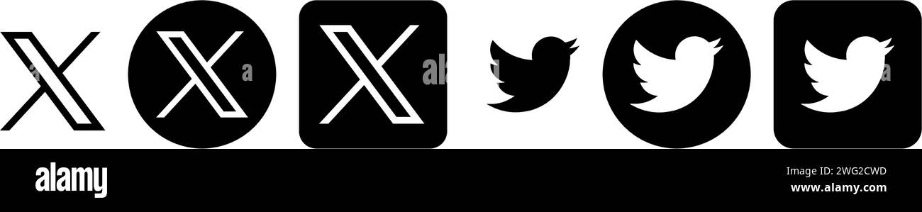 twitter logo , new logo twitter , twitter x, old logo, old twitter. EPS 10  Stock Vector