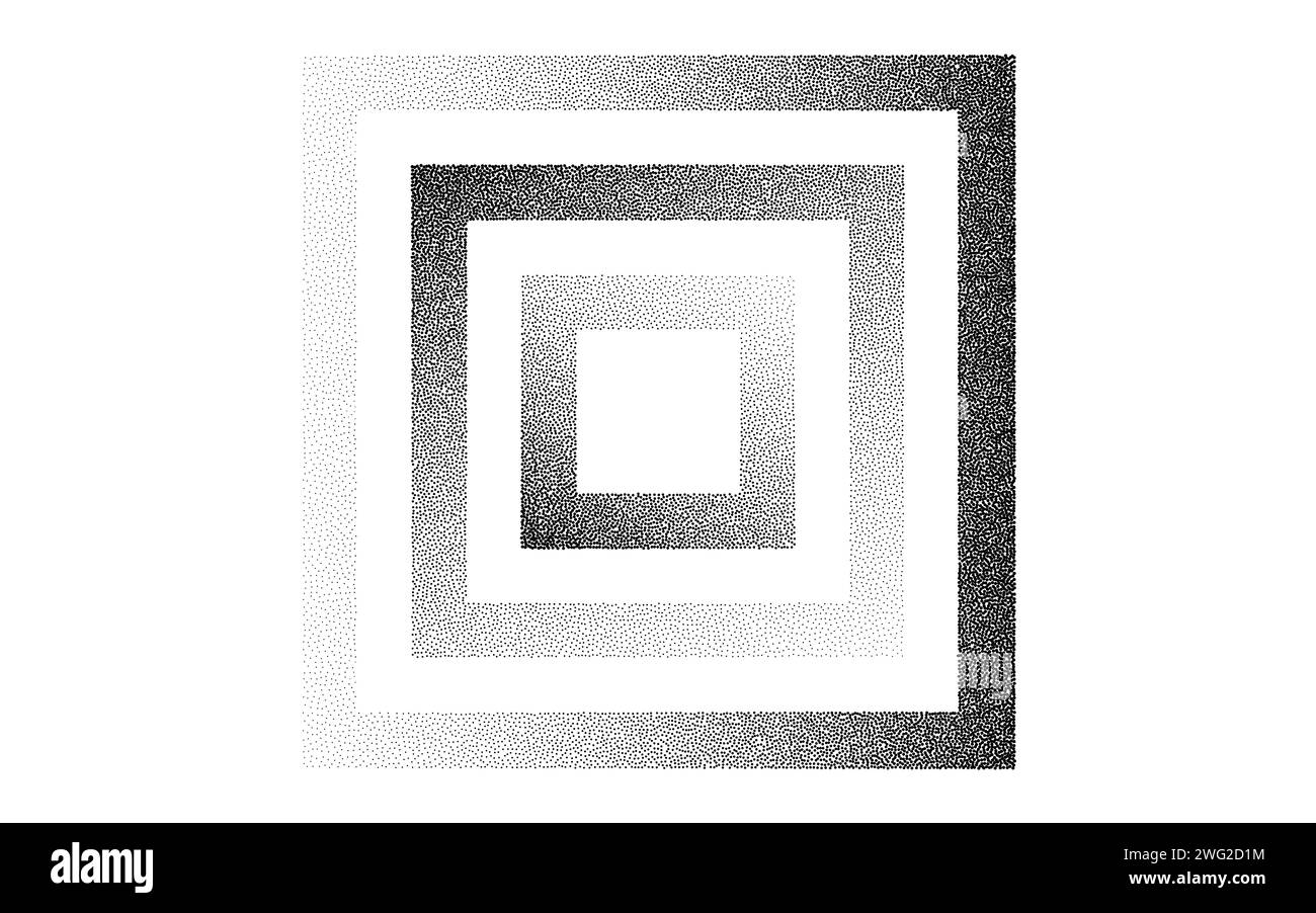 Frames grain pattern background. Black noise dots squares. Dotted vector Stock Vector