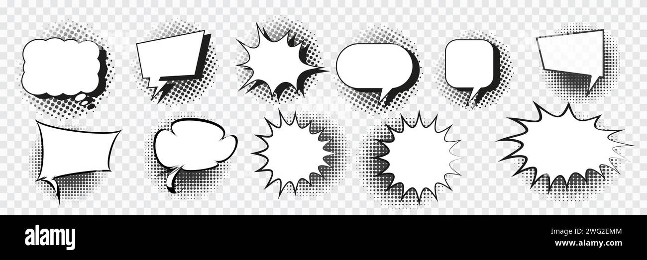 Speech bubble set vector. Collection of empty comic speech bubbles with ...