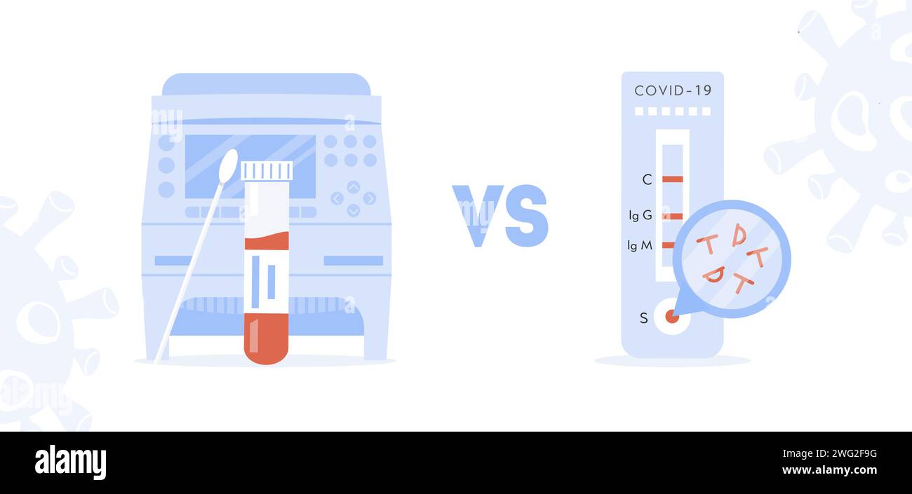 Concept of Covid PCR versus Rapid Test. Comparison between Polymerase