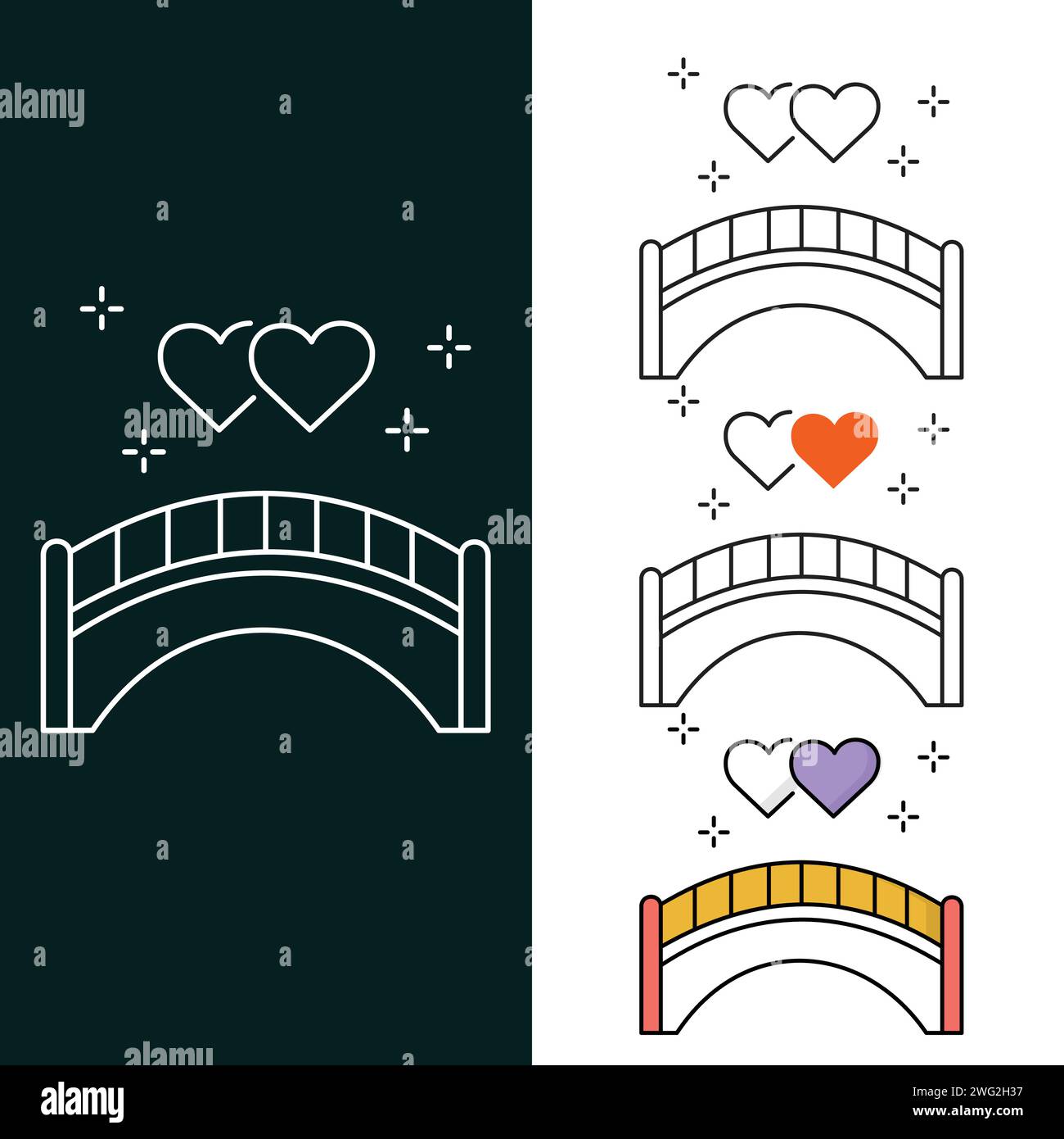 "Love Bridge Vector Illustration Icon Design" Stock Vector